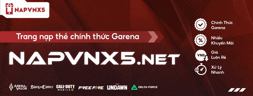 Banner Trang Nạp Thẻ Garena NAPVNX5.NET